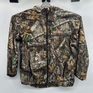 Realtree Men's Large Camo Hunting Jacket Hooded Scent-Factor Full Zip Mesh Lined